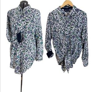 Jones New York Paisley Print Button Down Blouse Size XL